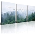 thumbnail image 1 of Canvas art Green forest art Nordic home Decoration Forest landscape Natural art Canvas print poster Bedroom bathroom mural 30cmx40cm x3 panel Frame canvas Wall art for modern living room Decoration, 1 of 6