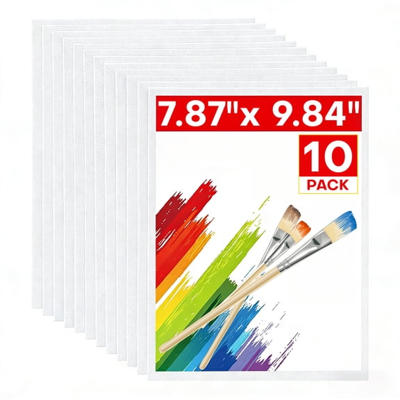 10 Pcs Canvas Panels, 7.87"x 9.84" Cotton Canvas Boards, White Blank Canvases for Painting, 100% Cotton Art Supplies Canvas Panel for Acrylic Paint, Pouring, Oil Paint, Watercolor, Gouache