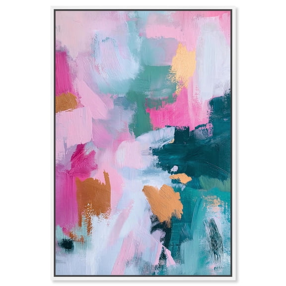 Canvas of Whispers I Canvas Modern Color Abstract by Art Remedy, White Frame, 30" x 45"