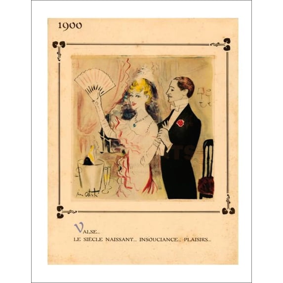 Canvas prints, 1900 The Waltz, advertising poster, Belle Epoque 1900, champagne