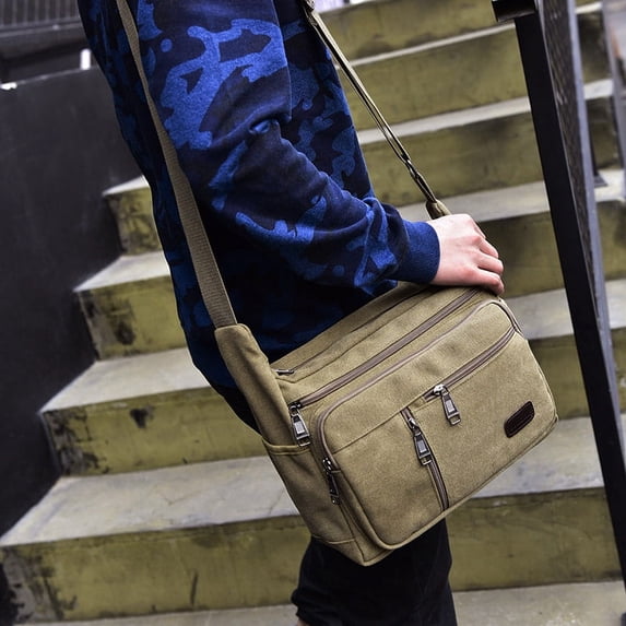 Canvas shoulder bag,Khaki