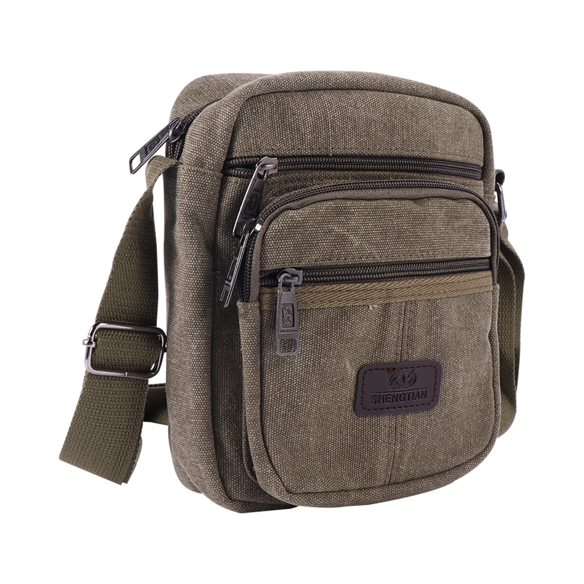 Canvas single-shoulder bag Man Multifunctional Fashion Bag Canvas Single-shoulder Bag Small Capacity Crossbody Bag Durable Handbag Portable Casual Bag for Man Male Father Friend (Army Green)