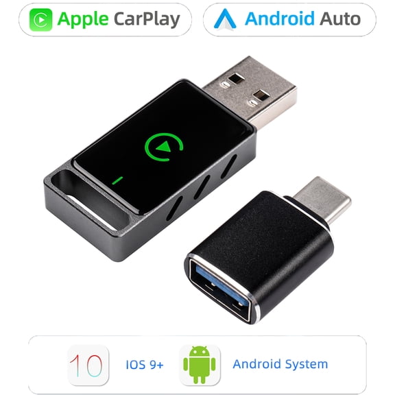 Canvcle 2-in-1 Wireless CarPlay & Android Auto Adapter Bluetooth 5.0 USB/Type-C Low Latency for iPhone & Android Cars Plug & Play Upgrade System