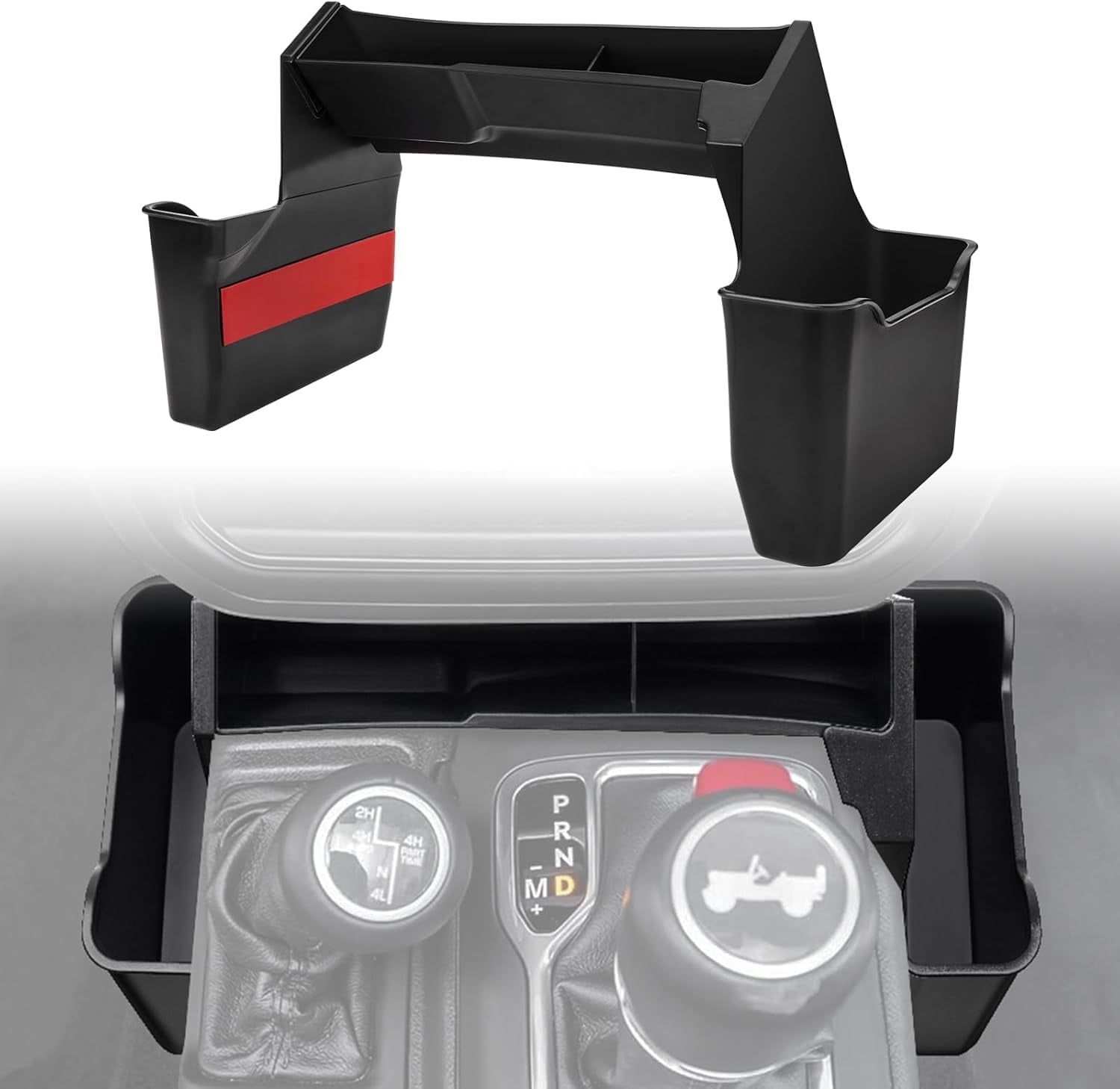 Canvcle 3PCS Gear Shift Organizer Tray Compatible with 2018-2025 Jeep Wrangler JL JLU 4xe &2020-2024 2025 Gladiator JT Center Console Organizer for Jeep Wrangler Accessories (Not for JK/JKU)