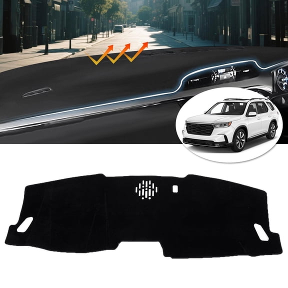 Canvcle Car Dash Cover for 2023 2024 2025 Honda Pilot (Without HUD) Polyester Non-Slip Center Console Interior Accessories Custom Fit Sunshade Windshield Glare