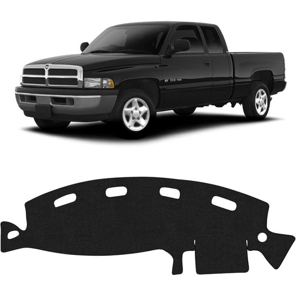 Canvcle Car Dash Cover for Dodge Ram 1500 2500 3500 1998 1999 2000 2001 Left Hand Driving Polyester Non-Slip Center Console Interior Accessories for Ram Pickup Sunshade No Glare Black
