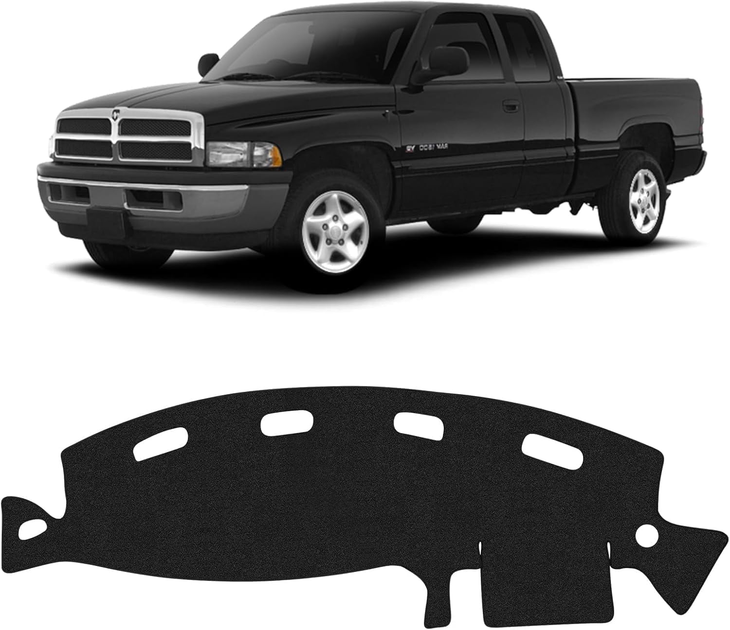 Canvcle Car Dash Cover for Dodge Ram 1500 2500 3500 1998 1999 2000 2001 Left Hand Driving Polyester Non-Slip Center Console Interior Accessories for Ram Pickup Sunshade No Glare Black