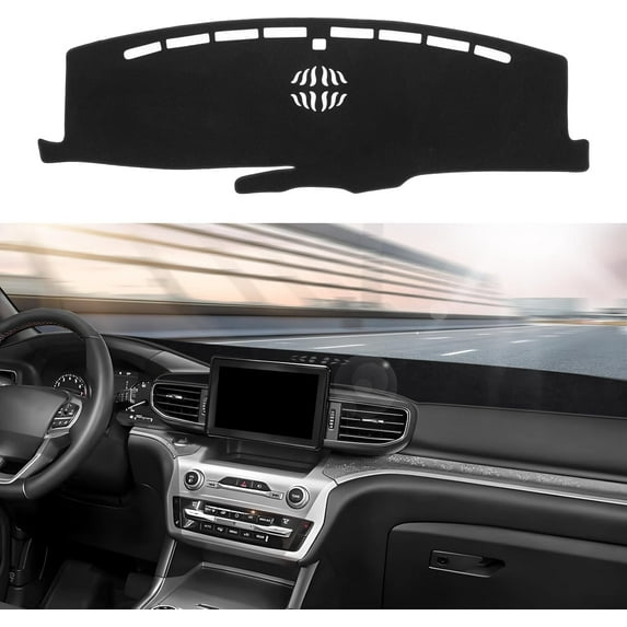 Canvcle Car Dash Cover for Ford Explorer 2020-2023 2024 (XLT, Limited, ST, Platinum) Left Hand Driving Polyester Non-Slip Center Console Interior for Explorer Accessories No Glare Black