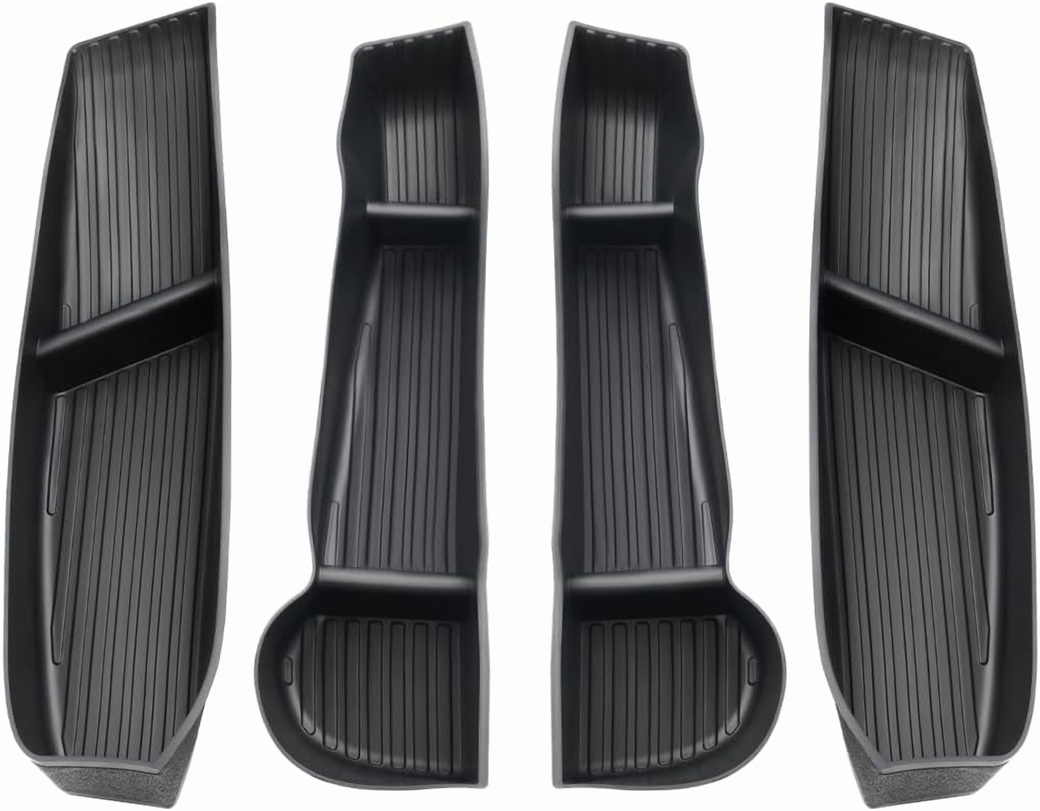 Canvcle Car Door Organizer Tray for Tesla Model Y 2021-2024 2025 (Not for Model Y Juniper) - TPE Material, Black, 4 Pieces