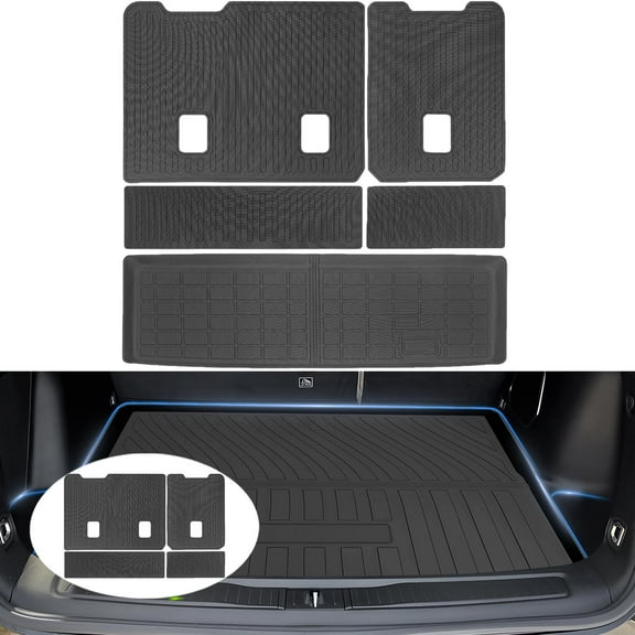 Canvcle Cargo Liner Trunk Mat for 2015-2020 Chevrolet Tahoe with Backrest Mat, Trunk Mat for Tahoe Accessories All Weather Cargo Mat Rear Trunk Liner Black