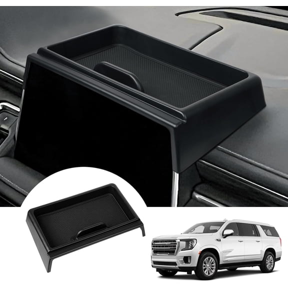 Canvcle Center Console Dash Organizer for 2021-2024 GMC Yukon/Chevy Suburban/Tahoe Accessories Dashboard Insert Tray with Cellphone Holder Storage Box with Anti-Slip Mat (Not for Denali)