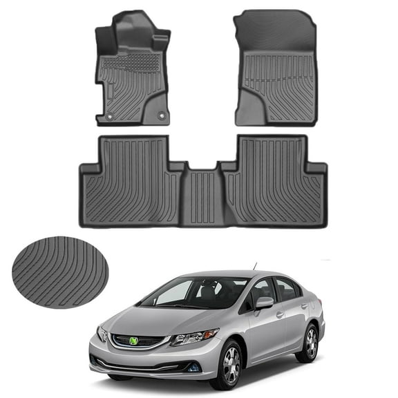 Canvcle Custom Fit for Floor Mats Honda Civic 2012 2013 2014 2015 All Weather Waterproof Floor Liners Front & Rear Row Carpet Protection Mat TPE (Not fit for 2 Doors Couple)