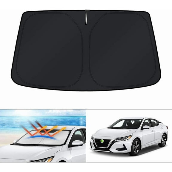 Canvcle Custom Fit Windshield Sun Shade for 2020-2025 Nissan Sentra Sedan Accessories, Car Front Sunshade Foldable Sun Visor Protector Blocks UV Rays Keep Your Car Cooler