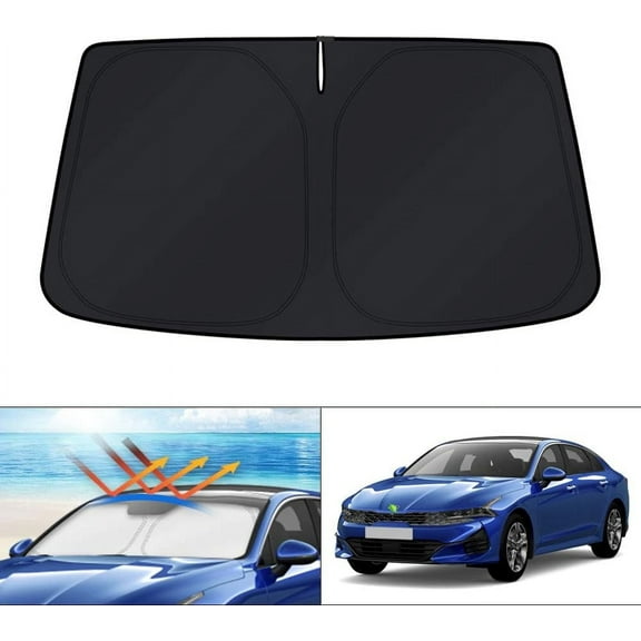 Canvcle Custom Fit Windshield Sun Shade for 2021-2025 KIA K5 / 2020-2025 Hyundai Sonata Accessories, Car Front Window Sun Visor Protector Foldable Blocks UV Rays Keep Car Cooler