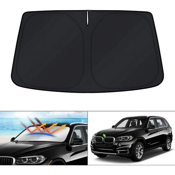Canvcle Custom Fit Windshield Sun Shade for BMW X5 2014 2015 2016 2017 2018 Accessories Window Sun Visor Protector Foldable Sunshade Blocks UV Rays Keep Car Cool
