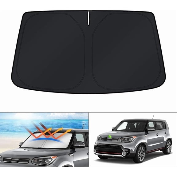 Canvcle Custom Fit Windshield Sun Shade for Kia Soul 2014-2019 Window Sunshade Foldable Visor Protector Blocks UV Rays Keep Your Car Cooler
