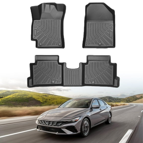 Canvcle Custom Fit for Floor Mats Hyundai Elantra 2017 2018 2019 2020 All Weather 1st & 2nd Row Floor Line Carpet Protection TPE