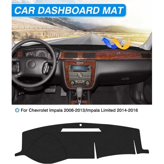 Canvcle Dash Cover Compatible with Chevrolet Impala 2006-2013/Impala Limited 2014-2016 Accessories Non-Slip Carpet Sunshield Glare UV Rays Protector