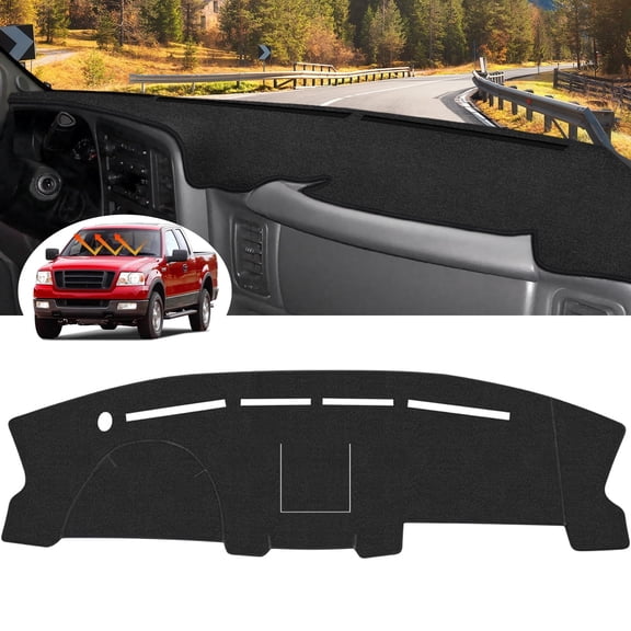 Canvcle Dash Cover Compatible with Ford F150 2004-2008 Dashboard Cover Mat Non-Slip Carpet Sunshield Glare UV Rays Protector