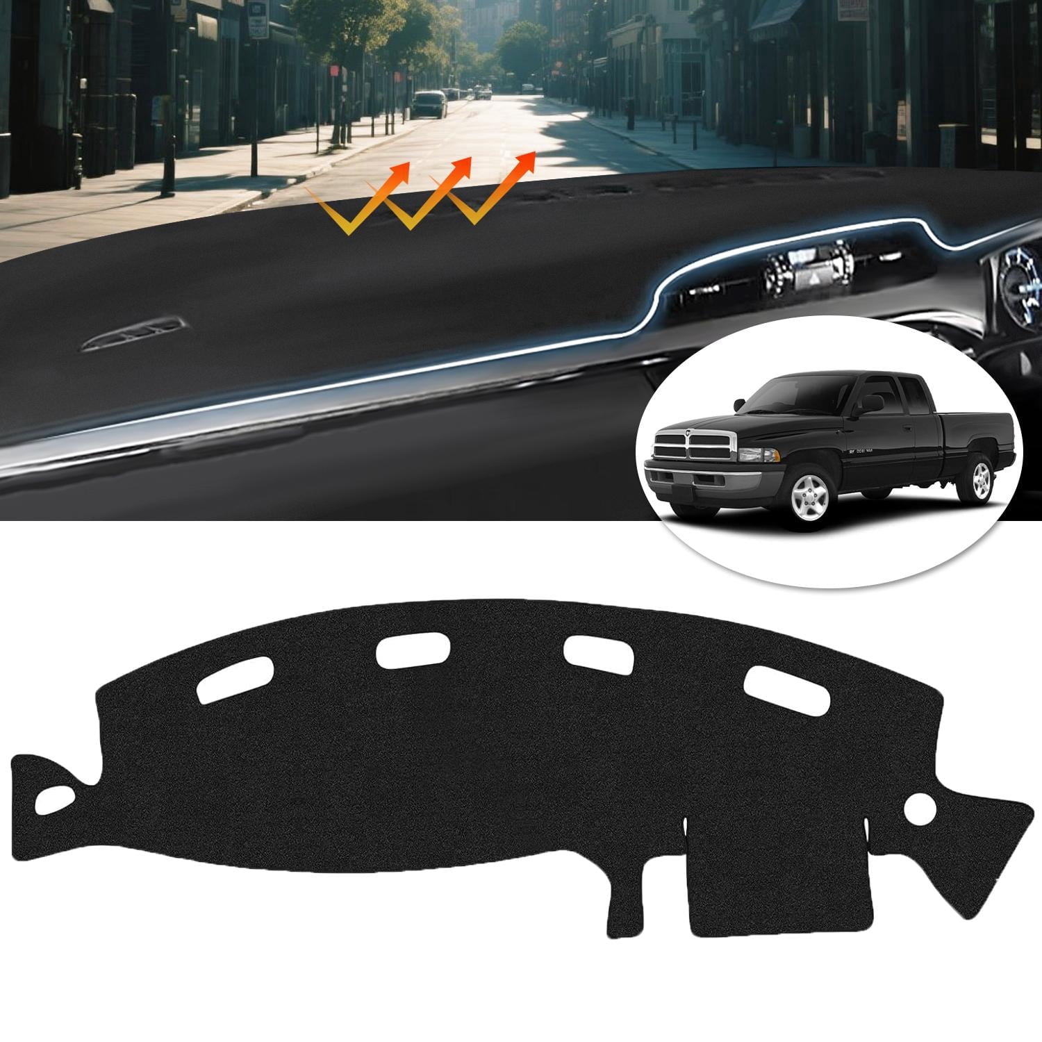 Canvcle Dash Cover for Dodge Ram 1500 2500 3500 1998-2001 Dashboard Cover Mat Non-Slip Pad Carpet Sunshield Protector