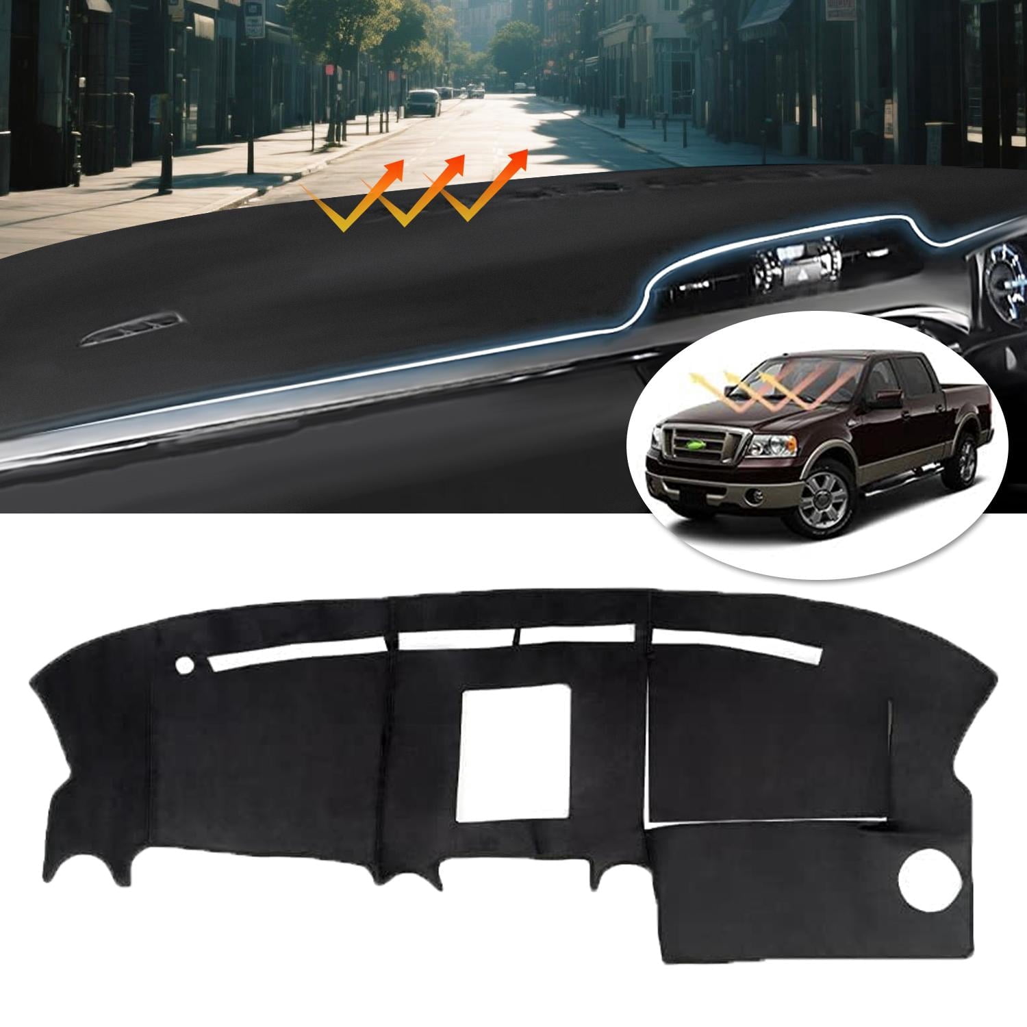 Canvcle Dash Cover for Ford F150 2004 2005 2006 2007 2008 Dashboard Cover Mat Suede Non-Slip Pad Carpet Sunshield Protector