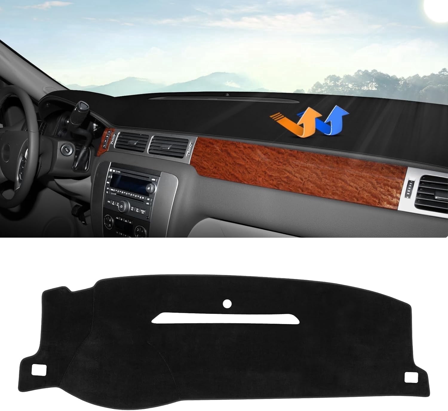 Canvcle Dashboard Cover Mat for 2007-2013 Chevy Silverado Sierra,2007-2014 Chevy Tahoe Suburban Denali Avalanche&GMC Yukon/XL Without Dash Speaker Velvet Dash Cover