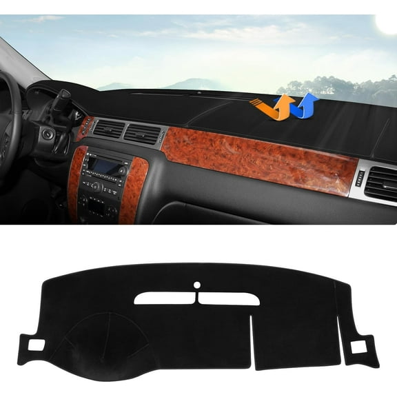 Canvcle Dashboard Cover Mat for 2007-2014 Chevrolet Tahoe Suburban/GMC Yukon XL&2007-2013 Chevy Avalanche Silverado 1500 2500 3500 LTZ/GMC Sierra SLT Denali Accessories Upgrade Velvet Dash Cover