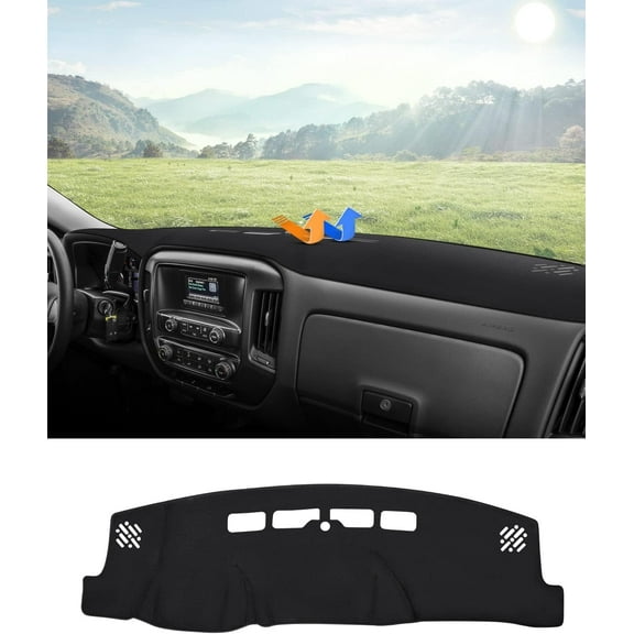 Canvcle Dashboard Cover Mat for 2014-2018 Chevy Chevrolet Silverado/GMC Sierra 1500, 2015-2019 Silverado/GMC Sierra 2500HD 3500HD Accessories Glare UV Rays Protector