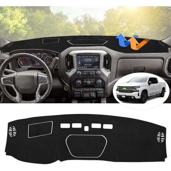 Canvcle Dashboard Cover Mat for 2019-2023 Chevy Silverado 1500 2500HD 3500HD/GMC Sierra Accessories Sunshade Protector(Just Fit the Models Without Forward Collision Alert)