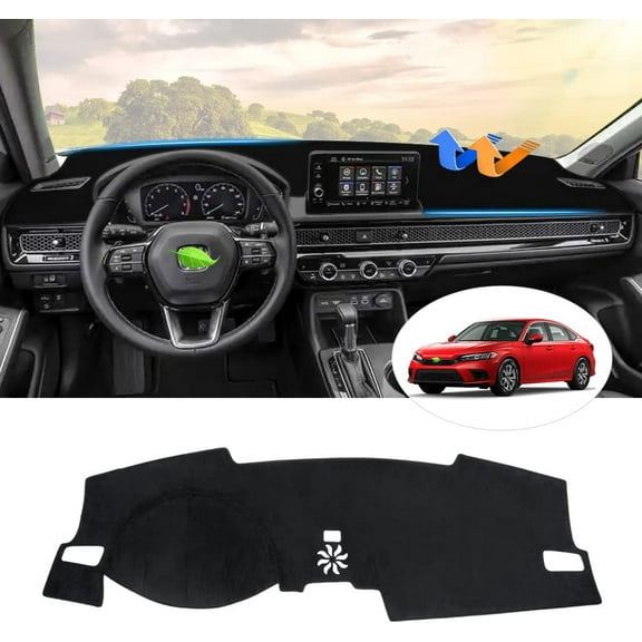 Canvcle Dashboard Cover Mat for Honda Civic 2022-2025, Anti Glare Mat for 11th Gen. Civic Accessories, Non-Slip Flannel Dash Pad Sun Shade Protector