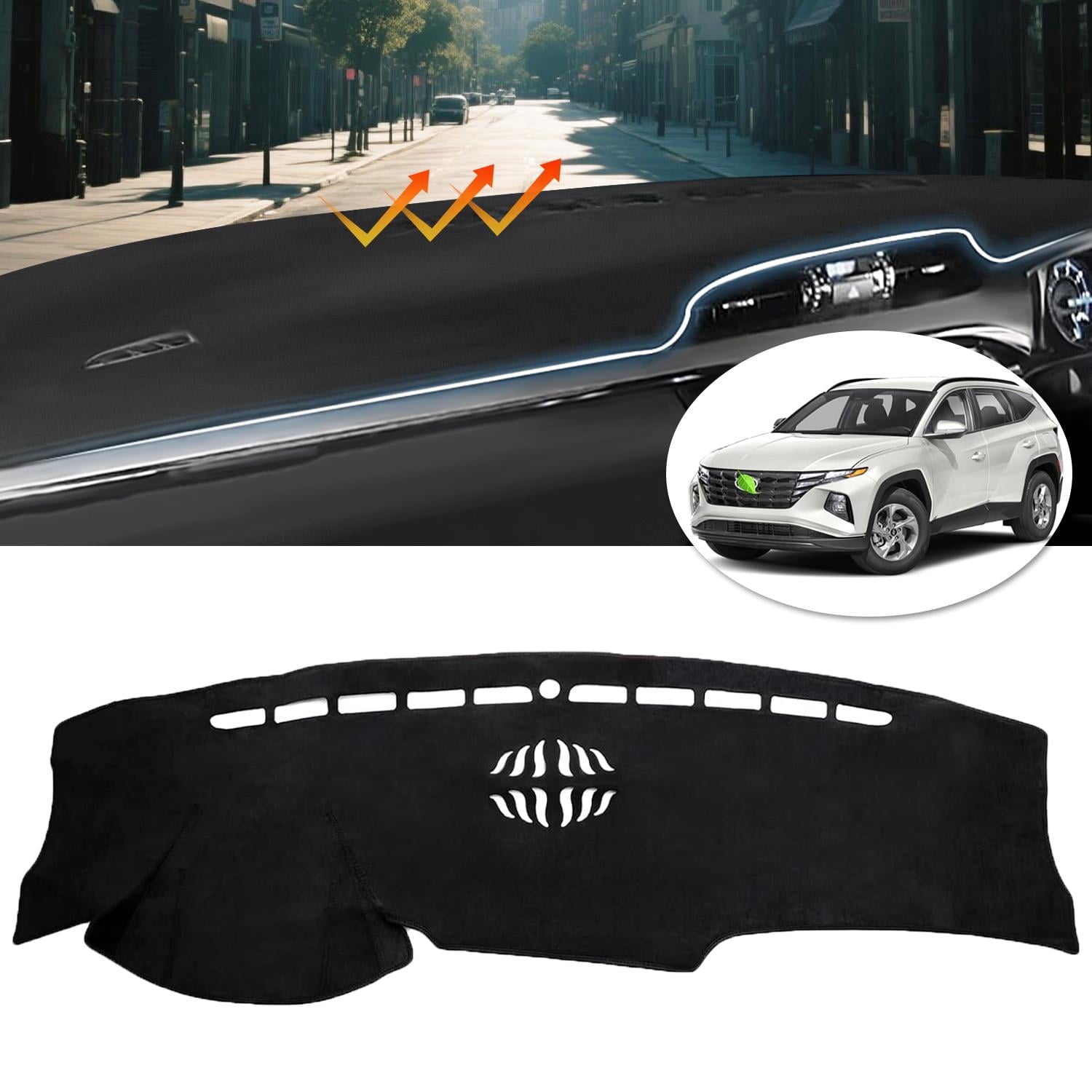 Canvcle Dashboard Cover Mat for Hyundai Tucson 2022-2024 Accessories Dash Cover Flannel Dash Mat Sunshade Glare UV Rays Protector (Only fit 4.2 inch Digital Cluster,not fit 10.25 inch)