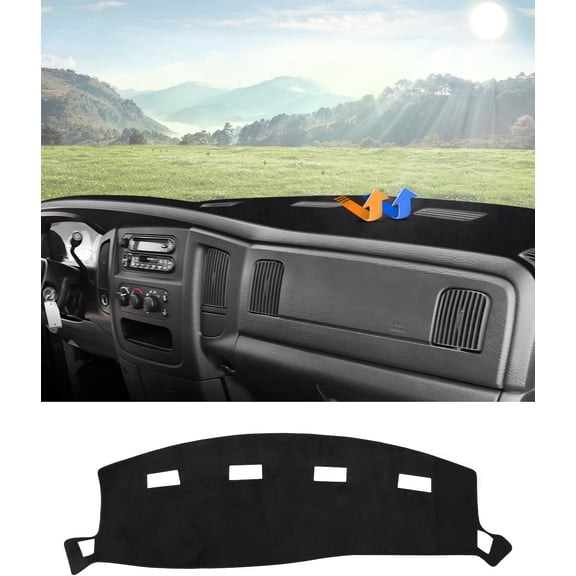 Canvcle Dashboard Cover Mat for 2002-2005 Dodge Ram 1500 & 2003-2005 2500/3500 Accessories Dash Cover Mat Flannel Sunshade Glare UV Rays Protector