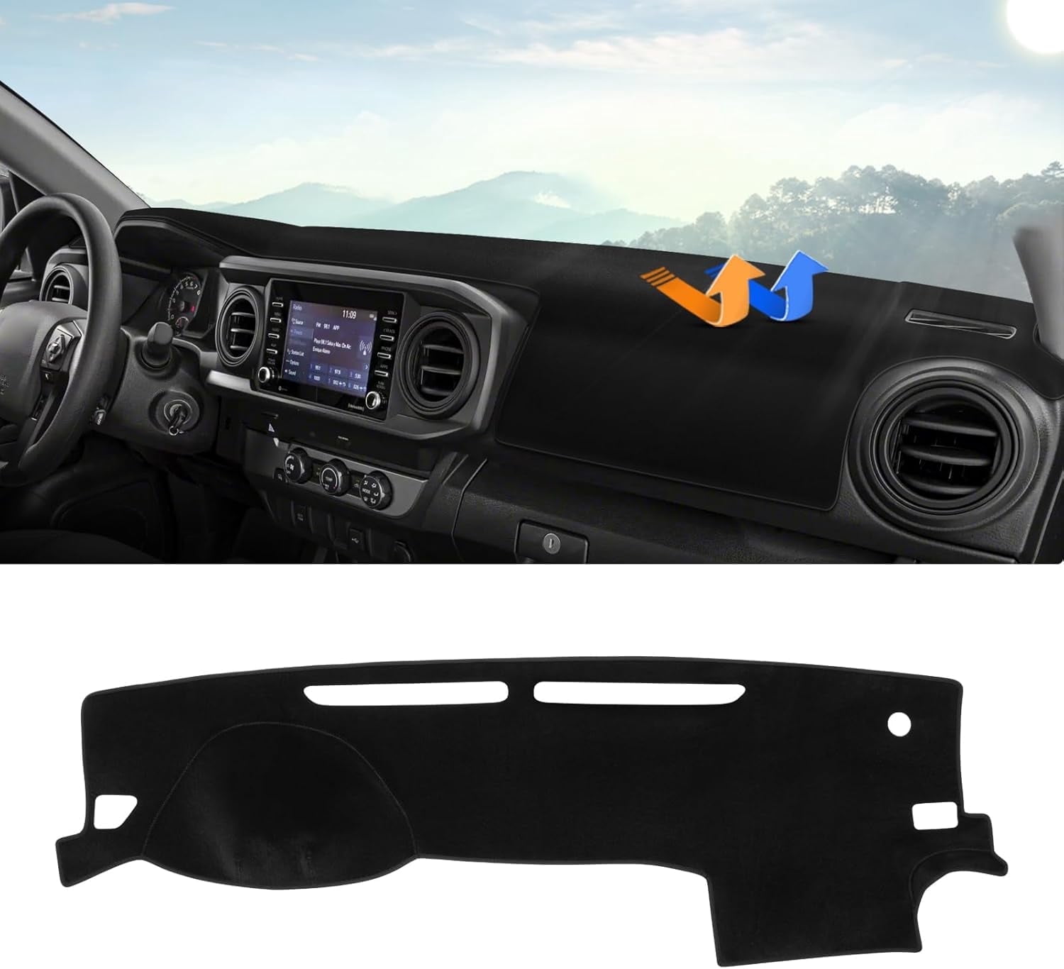 Canvcle Dashboard Cover Mat for 2016-2021 2022 2023 Toyota Tacoma Accessories Dash Cover Upgrade Velvet Dash Mat Sunshade Glare UV Rays Protector