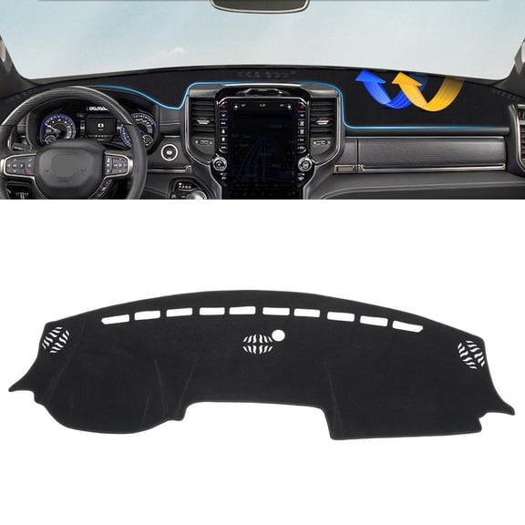 Canvcle Dashboard Cover for RAM 1500 Limited Crew Cab 4x4 2019-2026,Polyester Dash Cover Mat Pad with Sunshine UV & Heat Resistant Black