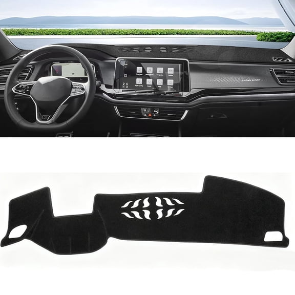 Canvcle Dashboard Cover for Volkswagen Atlas 2022-2024 with HUD,Polyester Dash Cover Mat Pad Carpet Protector,Black