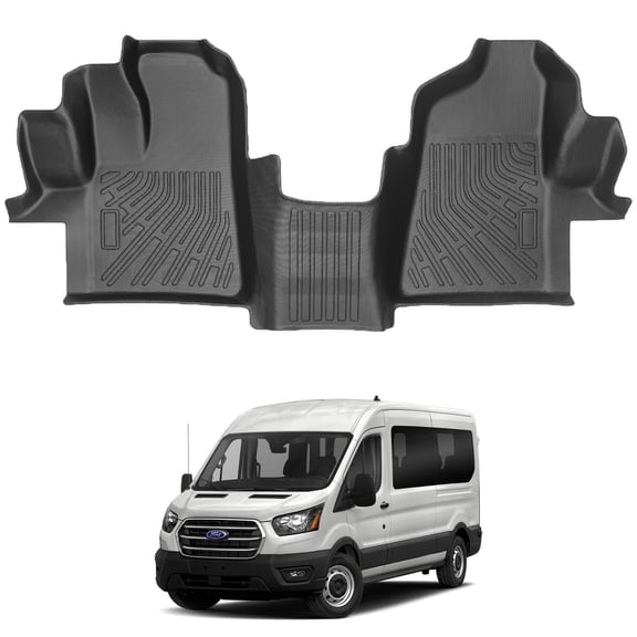 Canvcle Floor Mats Custom Fit for Floor Mats 2015-2021 Ford Transit 150/250/350HD (No Transit Connect) All Weather Floor Liners 1st Row 1 Piece Black
