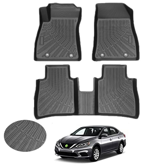 Canvcle Custom Fit for Floor Mats Nissan Sentra S/SV/SR 2014-2019 All Weather Floor Liner 1st and 2nd Row Full Set Heavy Duty