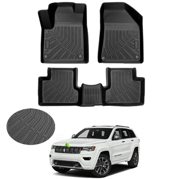 Canvcle Floor Mats for Jeep Cherokee 2016-2020 (Not for Grand Cherokee), for Cherokee All Weather Floor Mats, TPE Car Mats Front Rear 2 Row Floor Liners, High Edges, Anti-Slip