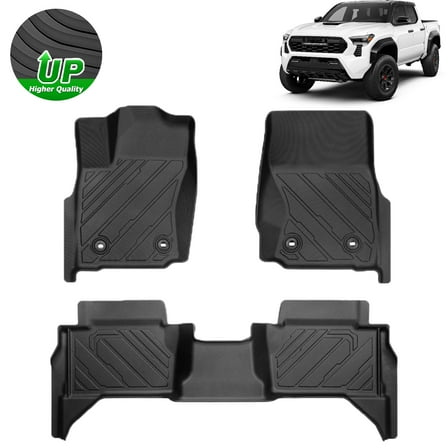 Canvcle Floor Mats for Toyota Tacoma 2024 2025 Accessories (Not for Hybrid), All Weather TPE Rubber 2 Row Floor Liners High Edge (Double Cab & Automatic Transmission Only)