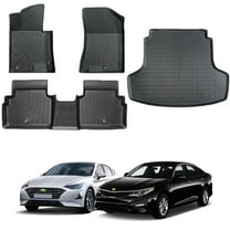 Canvcle Floor Mats for 2021-2025 Hyundai Sonata, All Weather Floor Liners & Trunk mat TPE Rubber Car Mats Front Rear 2 Row Raised Edge
