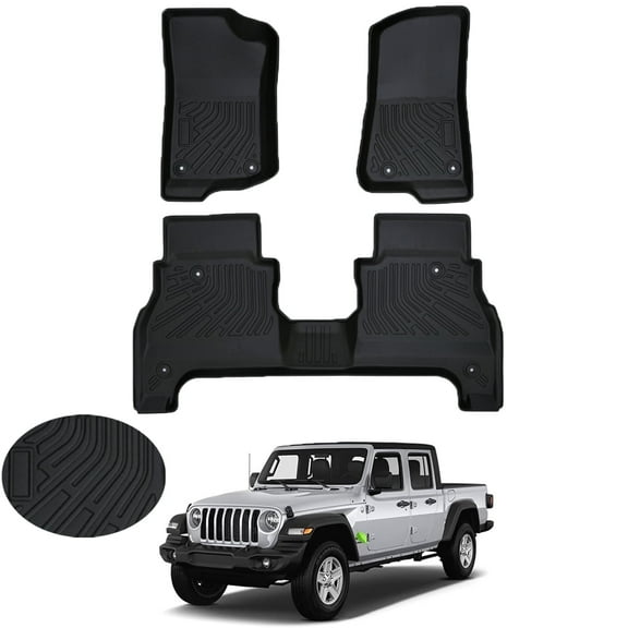 Canvcle Floor Mats for 2020-2025 Jeep Gladiator JT All Weather Floor Liners TPE Odorless High Edge Mat