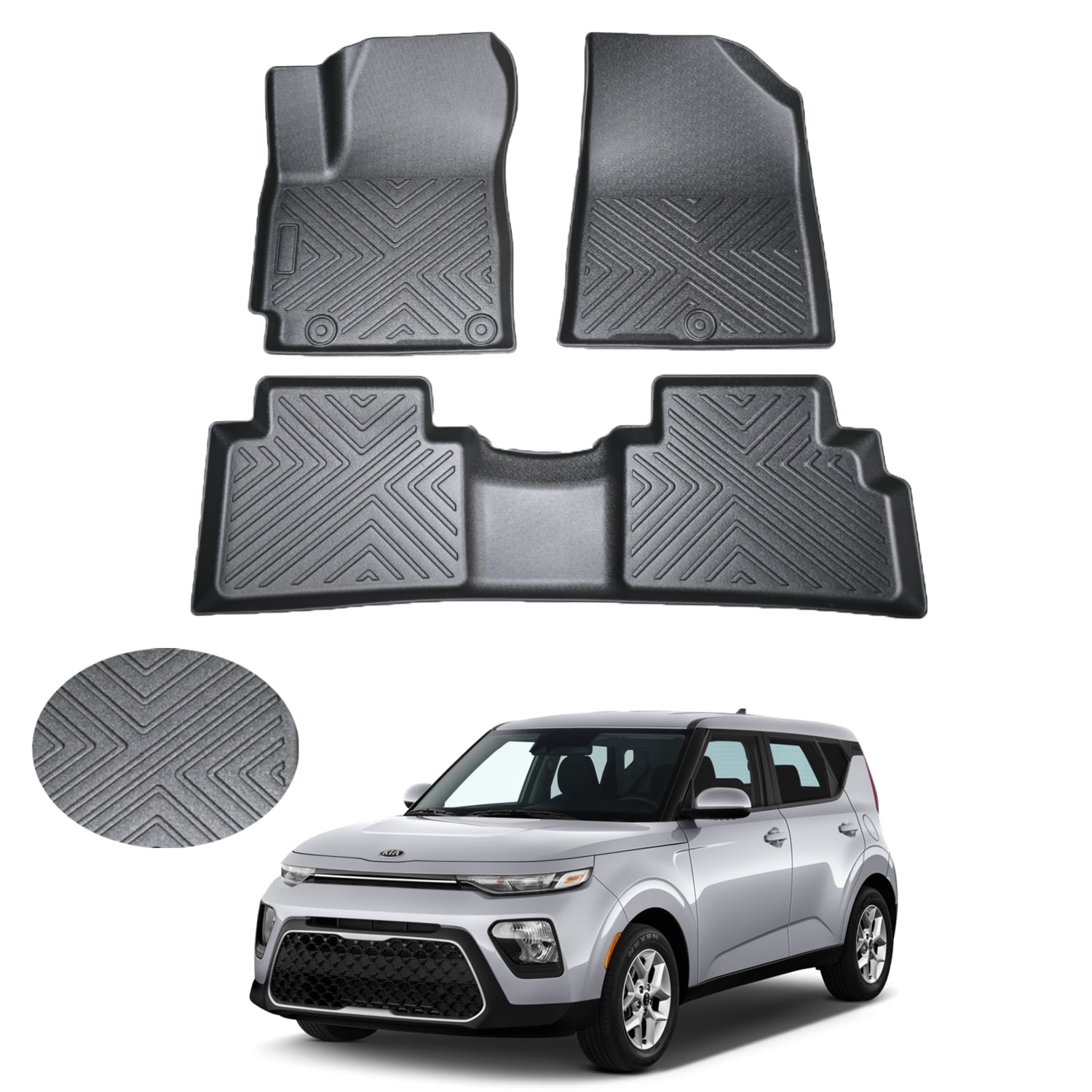 Canvcle Floor Mats for Kia Soul 2020-2025 2026 (Fit for Fuel), All Weather Floor Liner for Soul Accessories Car Floor Mat Heavy Duty Waterproof