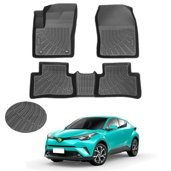 Canvcle Floor Mats for Toyota C-HR 2018-2024 (Fit for Fuel), Custom Fit CHR Toyota Accessories All Weather Floor Liners TPE 2 Row, Black