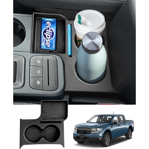 Canvcle Maverick Cup Holder Insert Center Console Organizer for 2022-2025 Ford Maverick Accessories, Car Front Seat Armrest Storage Box for Maverick Multi-Functional Drink Cup Holder Tray