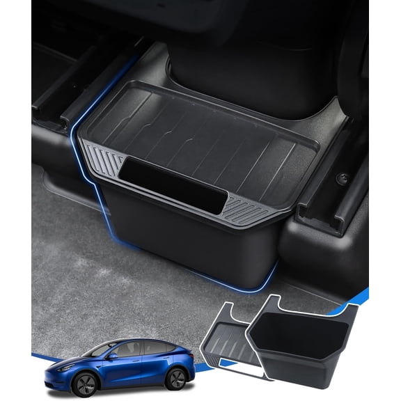 Canvcle Trash Can Tesla Model Y Accessories Rear Center Console Organizer Backseat Storage Box Under Seat Storage Tray Garbage Can Bin (Black)