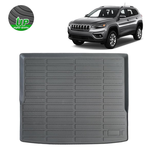 Canvcle All Weather Cargo Liner Fit for Jeep Cherokee 2015 2016 2017 2018 2019 2020 2021 2022 2023 TPE Liners Cherokee Accessories All Season Guard Odorless Anti-Slip Cargo Mat Black