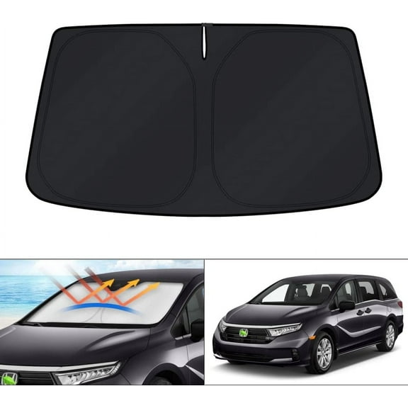 Canvcle Windshield Sun Shade for 2018-2024 2025 Honda Odyssey Accessories LX,EX,EX-L,Touring,Elite Minivan Window Sun Visor Protector Foldable Blocks UV Rays Keep Car Cooler