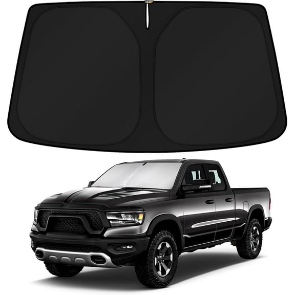 Canvcle Windshield Sun Shade for 2019-2025 Dodge RAM 1500 Accessories CrewCab,MegaCab Pickup,2Dr RegularCab,4Dr QuadCab Window Sunshade Sun Visor Protector Foldable Blocks UV Rays