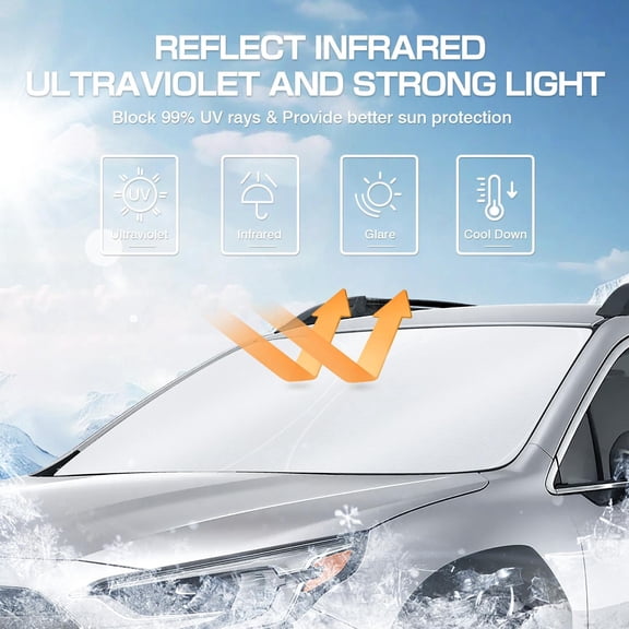 Canvcle Windshield Sun Shade for 2021 Ford F150 Accessories Super Crew Cab, Super Cab, Regular Cab Window Sunshade Sun Visor Protector Foldable Blocks UV Rays Keep Your Car Cooler