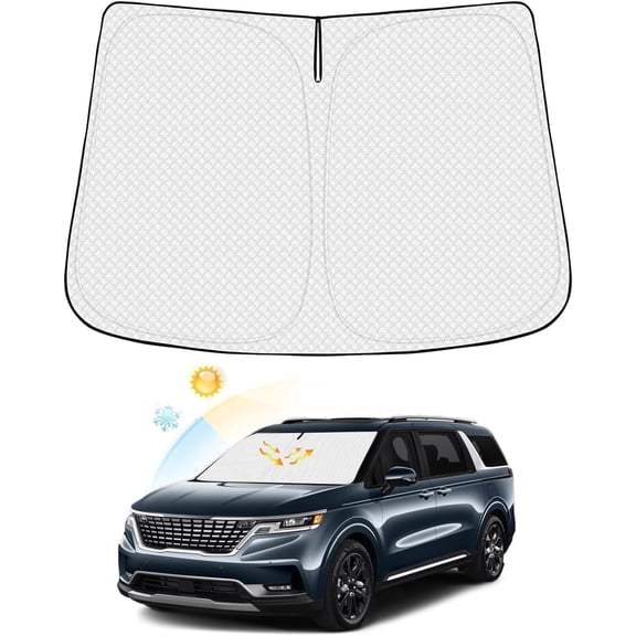 Canvcle Windshield Sun Shade for 2022-2024 2025 Kia Carnival Accessories Thicken 6-Layer Front Window Sunshade Cover Visor Protector Foldable Block UV Rays Keep Vehicle Cool